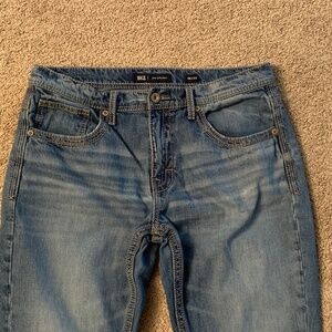 BKE Jake Straight Men's Jeans 34R Medium Light Wash NICE Big Thick Stitch 34x32